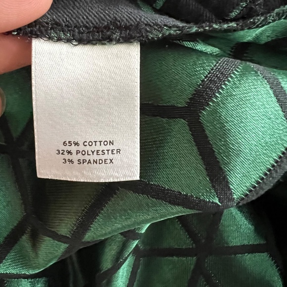 Halogen Women's Quinn Fit Ankle Pants Geo-Metallic Pattern Green Black, Size 10 - Picture 5 of 8